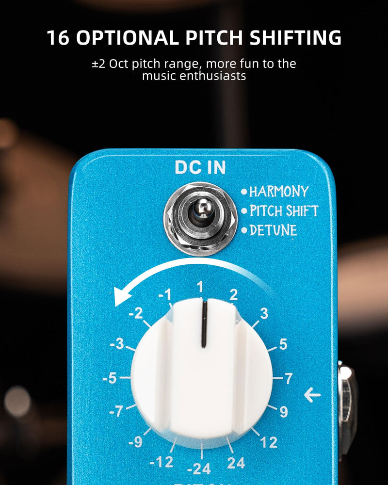 LEKATO Mini Pitch Shifter Pedal, Harmonizer Guitar Pedal Pitch Shift Box, Harmonizer Digital Octave Drop Pedals, True Bypass, Small Effects for Electric Guitar Bass Blue Pitch Box