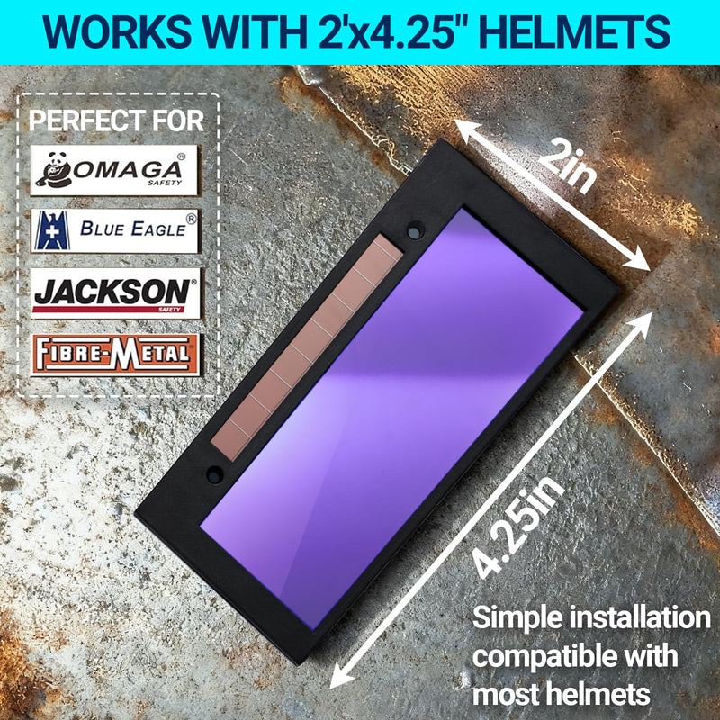 Welding Lens 2 x 4.25, Auto Darkening Welding Lens, Shade 11, True Color Blue Technology, with 2pcs Replacement Outside Cover Lens Fits Most Pancake and Pipeliner Hoods Black 1