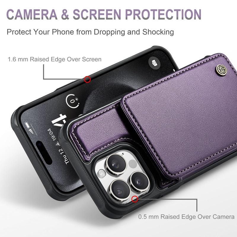 for iPhone 15 Pro Max Wallet Case with Card Holder, Case for iPhone 15 Pro Max with RFID Blocking for Women Men, Durable Kickstand Shockproof Phone Case for iPhone 15 Pro Max, Purple iPhone 15 Pro Max - 6.7"-(L)