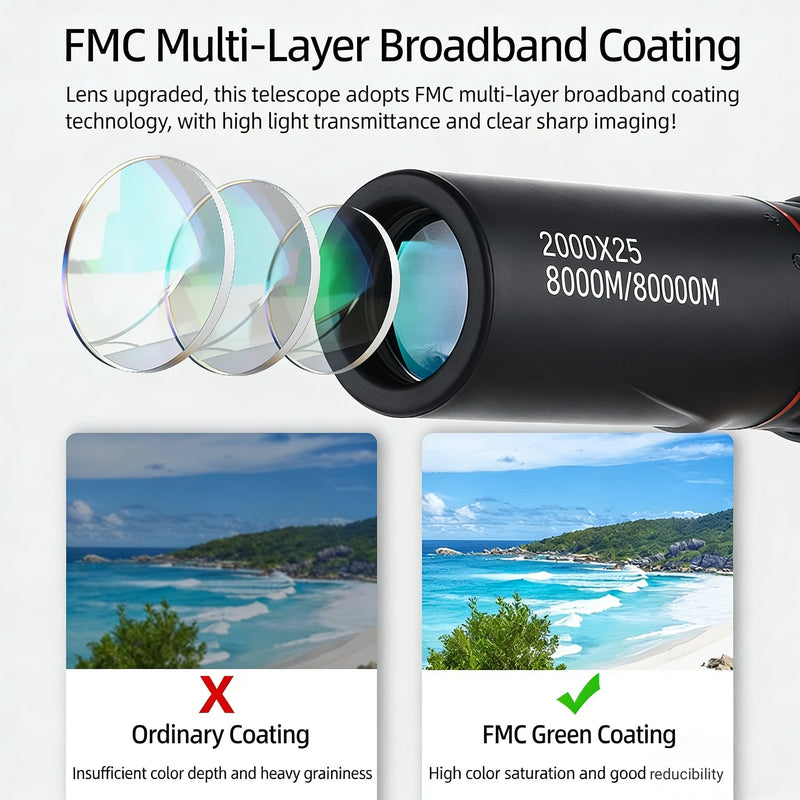 [AUSTRALIA] - Mini Monocular Telescope with Phone Adapter, 25X Magnification Portable Single Tube for Hiking, Bird Watching, Stargazing, and Outdoor Adventures B 