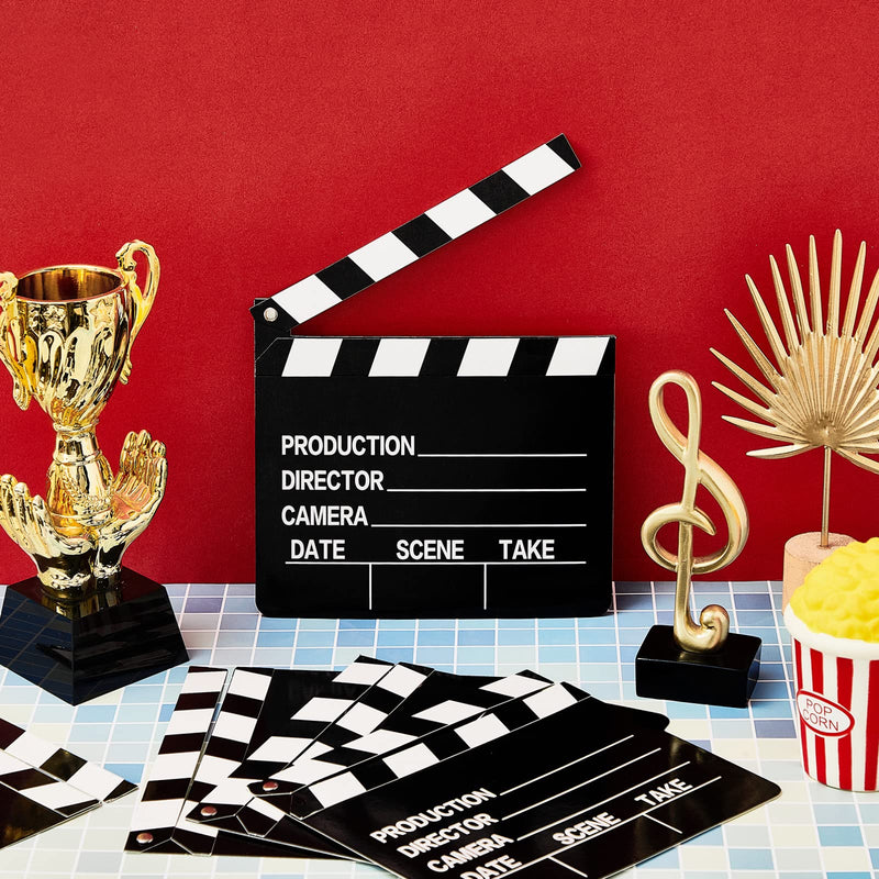 Movie Film Clap Board Movie Night Party Decorations 7 x 8 Inch Movie Clapboard Directors Clapper Writable Cut Action Scene Board Movie Night Centerpiece for Movies Films Photo Props(20 Pcs)