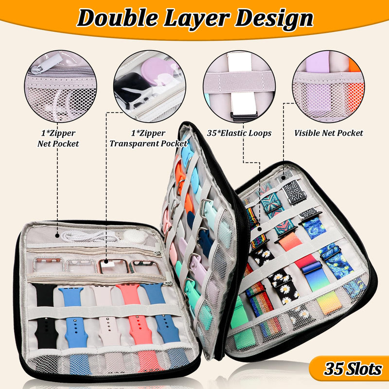 Rolling Teacher Tote Bag with Detachable Trolley Elegant Gray & Watch Band Organizer Case for Apple Watch Band Daisy