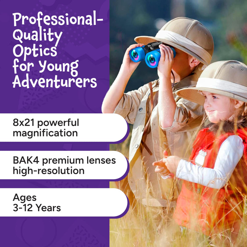 [AUSTRALIA] - Think Peak Blue Binoculars Science Toy for Kids Ages 3-12 Years - Real Compact Outdoor Adventure & STEM Educational Nature Hiking Explorer for Bird Watching, Camping Children’s Birthday Gift 