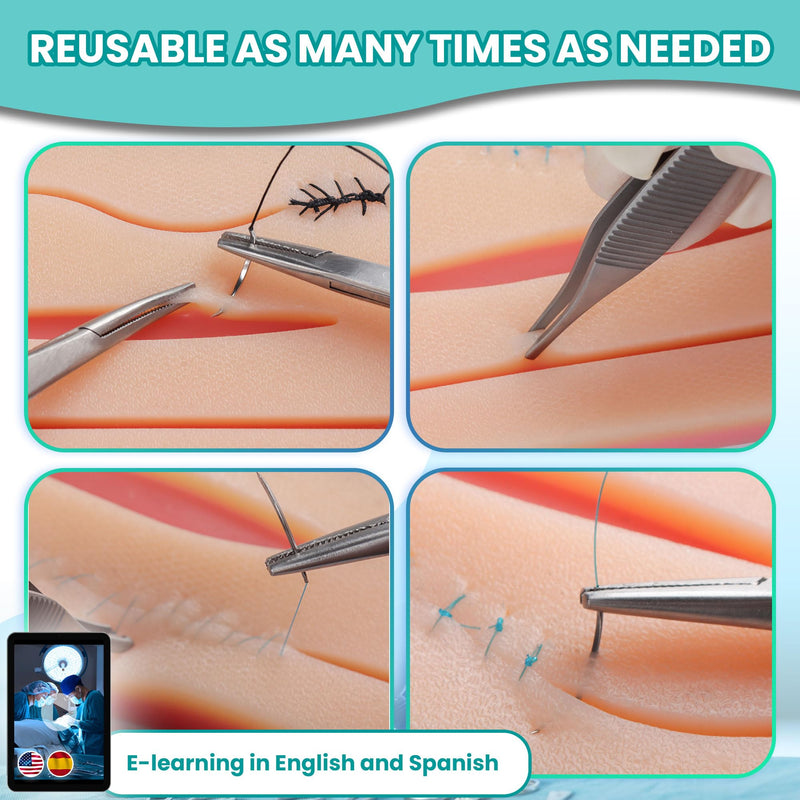 Suture Practice Kit for Medicine and Vet Students, Suture Kit for Suture Practice with Multilanguage Elearning, Suture Kit Practice Medical Student, Practice Suture Kit, Suturing Kit, Suture Kits