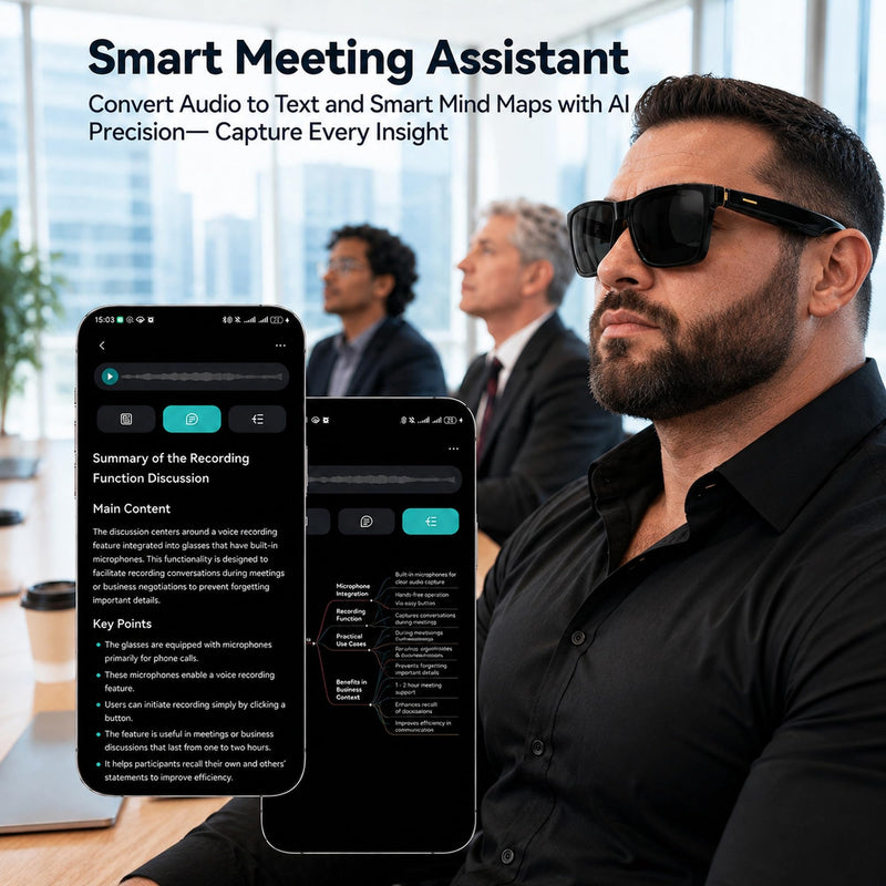 AI Smart Glasses with ChatGPT, Bluetooth Audio Sunglasses for Big Heads-XXL | AI Voice Assistant, Real-Time Translation, Music & Hands-Free Calling, Wearable Technology, Open-Ear Audio for Men & Women XXL