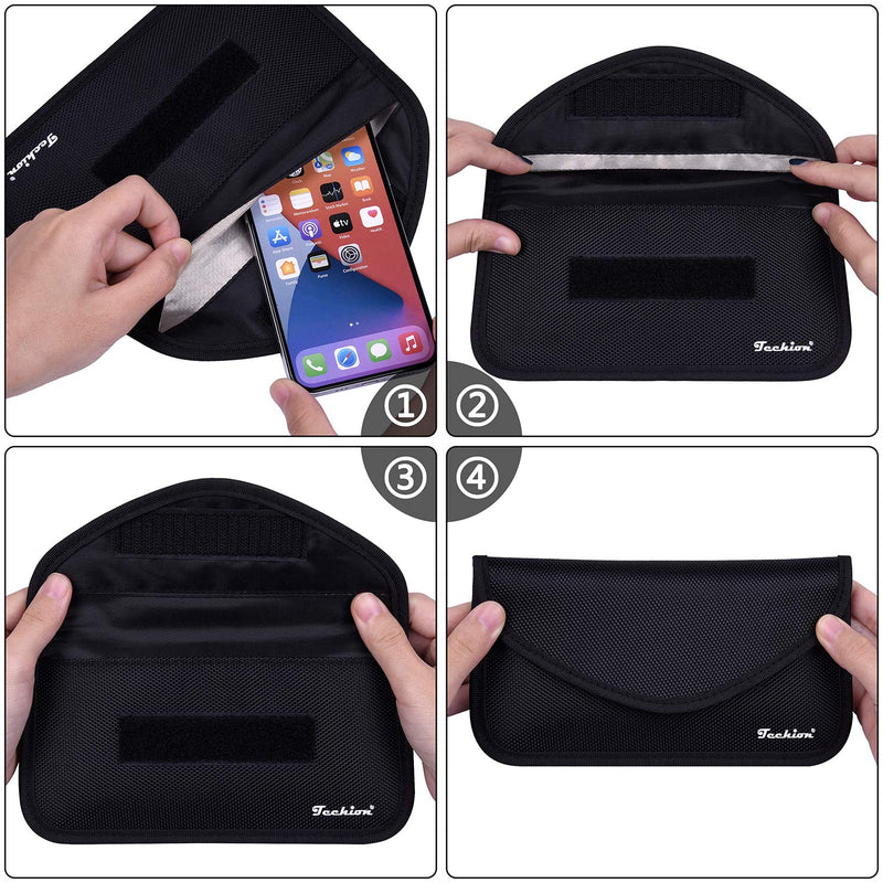 Signal Blocking Bag, 2 Pack RFID Faraday Bag Shield Pouch Cage Box Wallet Case for Cell Phone and Car Key FOB, Privacy Protection, Anti-Hacking - Black & Hot Pink