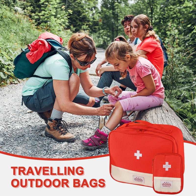 JDBlissful Medicine Bag, Travel Pharmacy Bag, Pack of 2, Large Capacity, Waterproof Emergency Bag, Empty First for Portable Medicine Bag for Home, Office, Portable Medical Bag - Red, Casual