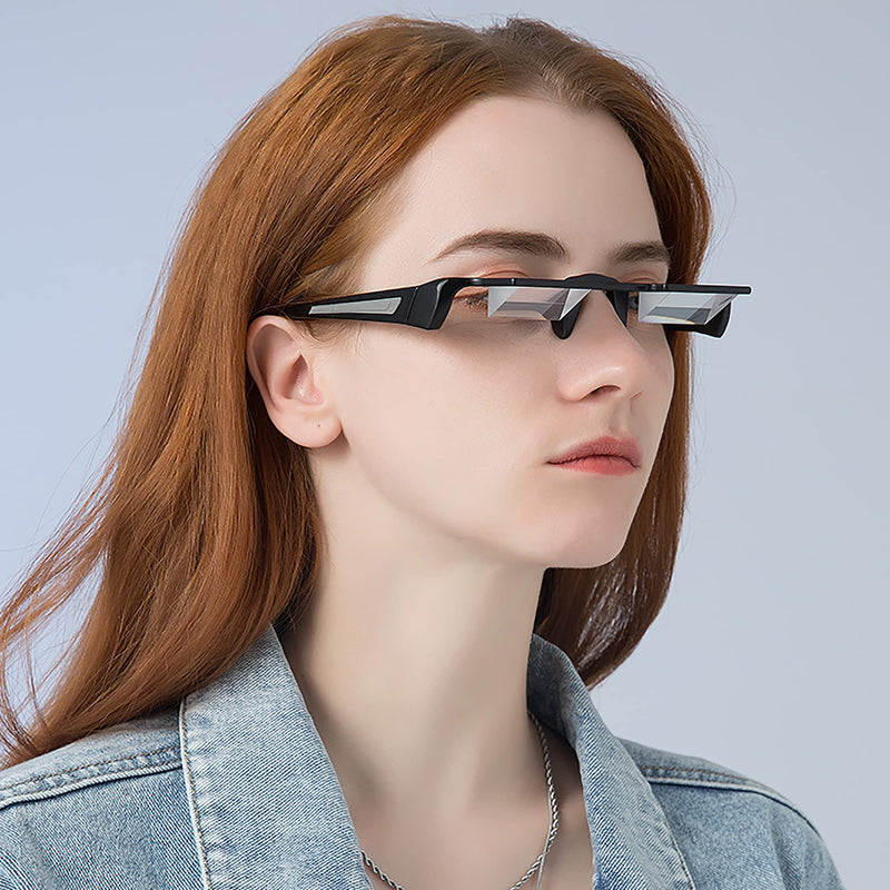 Lazy Glasses Laying Down Light Prism Glasses 90°Angle Prism Glasses Neck Relaxer for Lying down Reading and Watching Grey