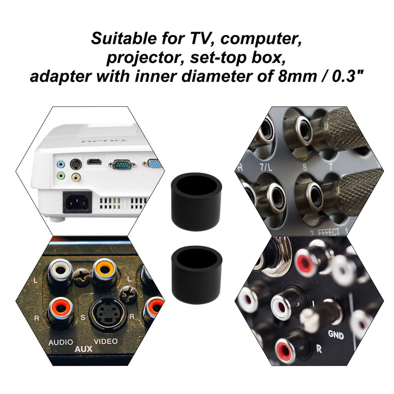 uxcell Silicone RCA Female Connector Anti Dust Plug, 8mm Dust Proof Cap Protector Cover 10 Pcs Black