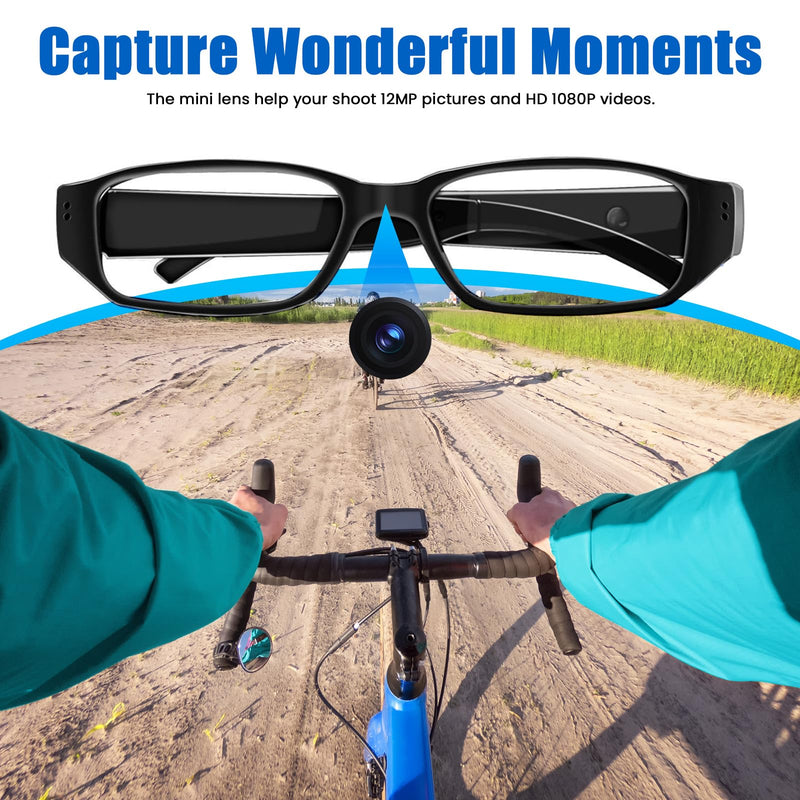 Camera Glasses Video Glasses HD with 64GB Memory Card Recording Glasses Smart Glasses Wearable Eyeglasses for Outdoor Sports