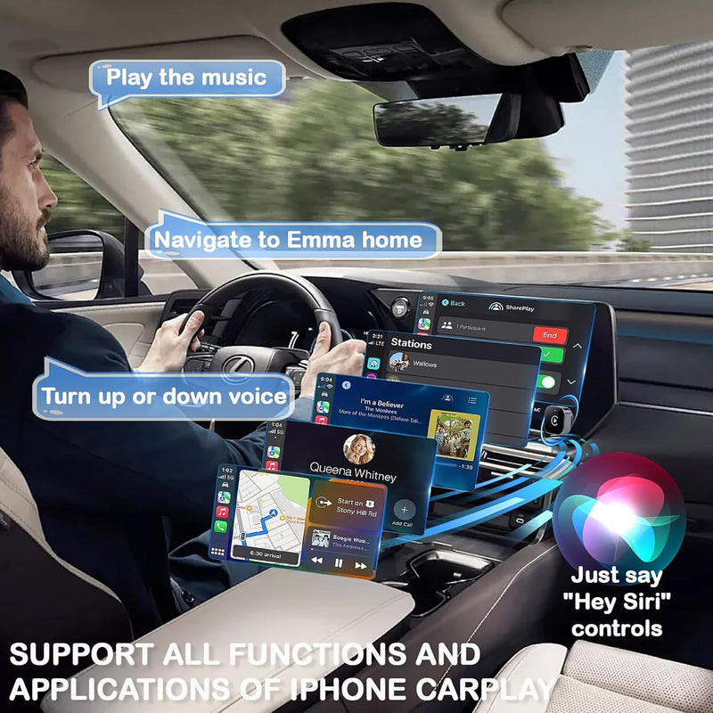 Wireless Carplay Adapter & Android Auto 2025 Upgrade Wired CarPlay to Wireless,2-in-1 Mini USB Design with Fast Stable Connection Car Play for Apple iOS 10+, Android 11+ Version