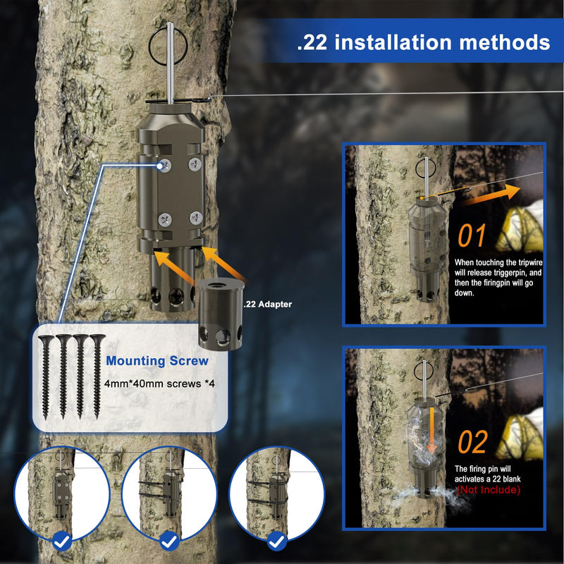[AUSTRALIA] - 2 Pack Upgraded Perimeter Trip Alarm 12 Gauge Camping Trip Wire Alarm Device with .22 Adapter, Early Warning Security System for Outdoor and Property Safety 2 Pack 