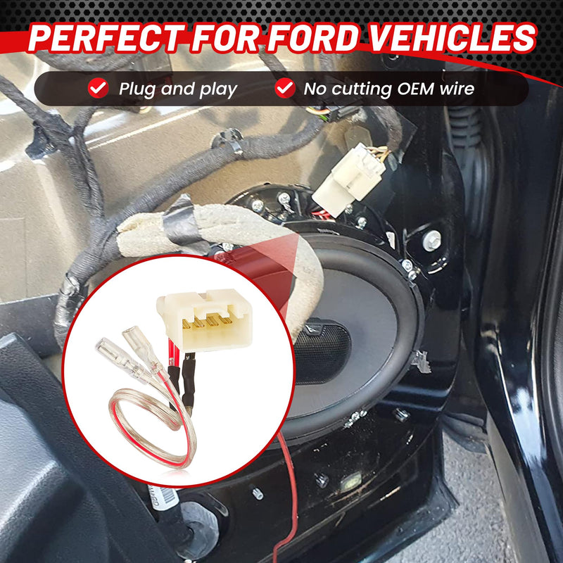 RED WOLF Car Door Speaker Wiring Harness Connector for 2011-2021 Ford F150 Escape Focus Bronco Mustang Mazda 2 6 CX5 Replace Aftermarket Speaker Wire Cable Plug, 2 PCS 2PCS