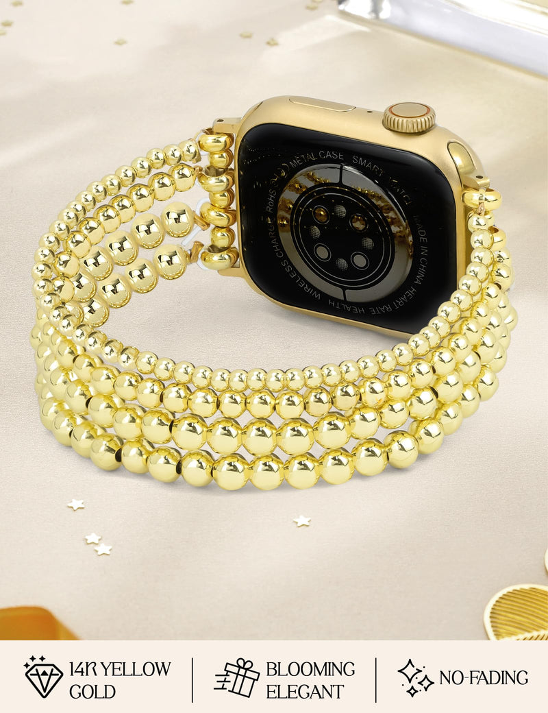 JR.DM Honeycomb and beaded Bands Compatible with Apple Watch 38mm 40mm 41mm 42mm 44mm 45mm 46mm for Women, Dressy Gold Silver Metal Strap Replacement for iWatch Series 10/9/8/7/SE/6/5/4/3/2/1