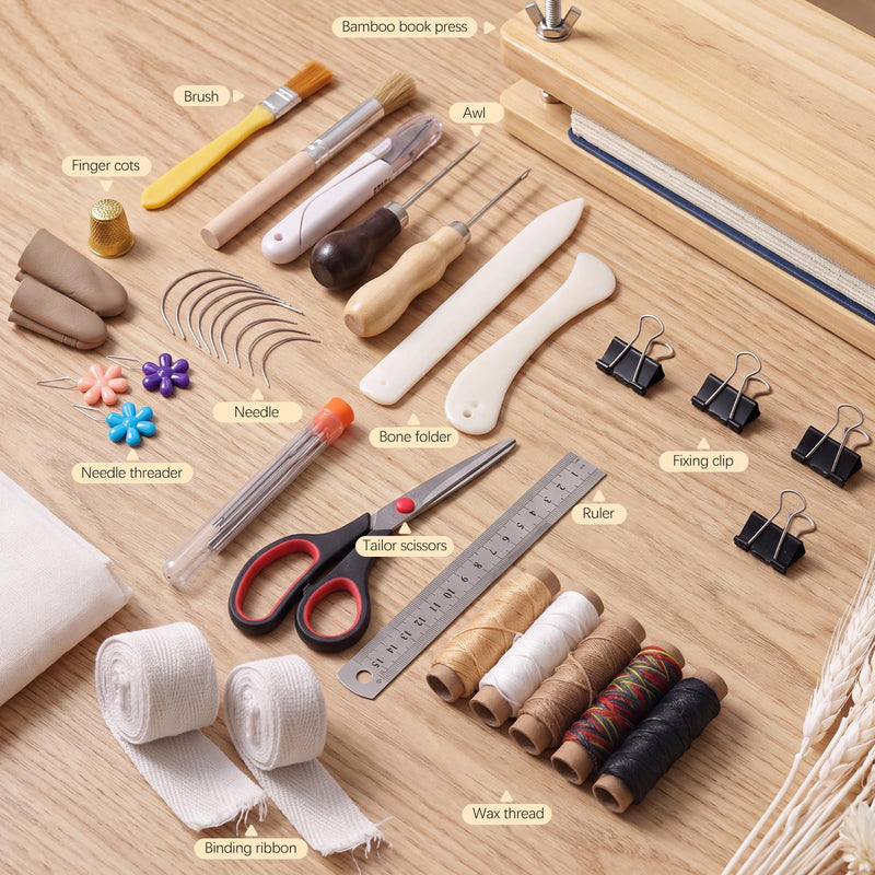 50 Pcs Book Binding Kits for Beginners - Complete DIY Kit with Tools & Instructions, 11.6 x 7.6 Inches