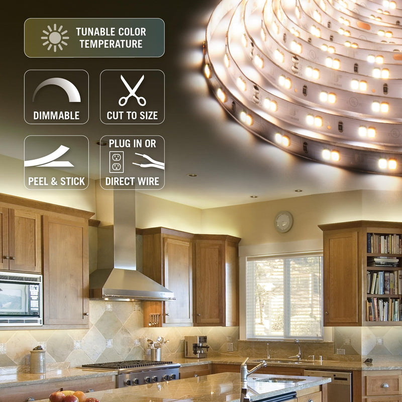 Armacost Lighting 421501 Ribbon Flex Home Tunable White LED Tape Light Kit with Remote, 16 ft 2700K-5000K (Tunable)