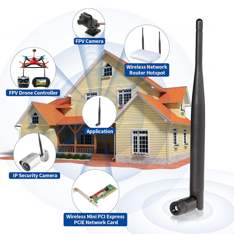 Bingfu Dual Band WiFi 2.4GHz 5GHz 5.8GHz 6dBi MIMO RP-SMA Male Antenna (4-Pack) for WiFi Router Wireless Network Card USB Adapter Security IP Camera Video Surveillance Monitor 4-Pack [RP-SMA] Male Antenna