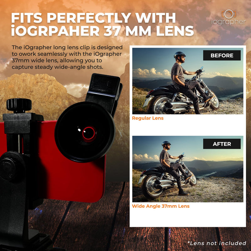 iOgrapher Compact and Portable Lens Clip-On - Easy to Use, Compatible with 37mm Lenses - Seamless Attachment, Durable Material and Steady Grip for iPhone & Android (Lens Not Included)