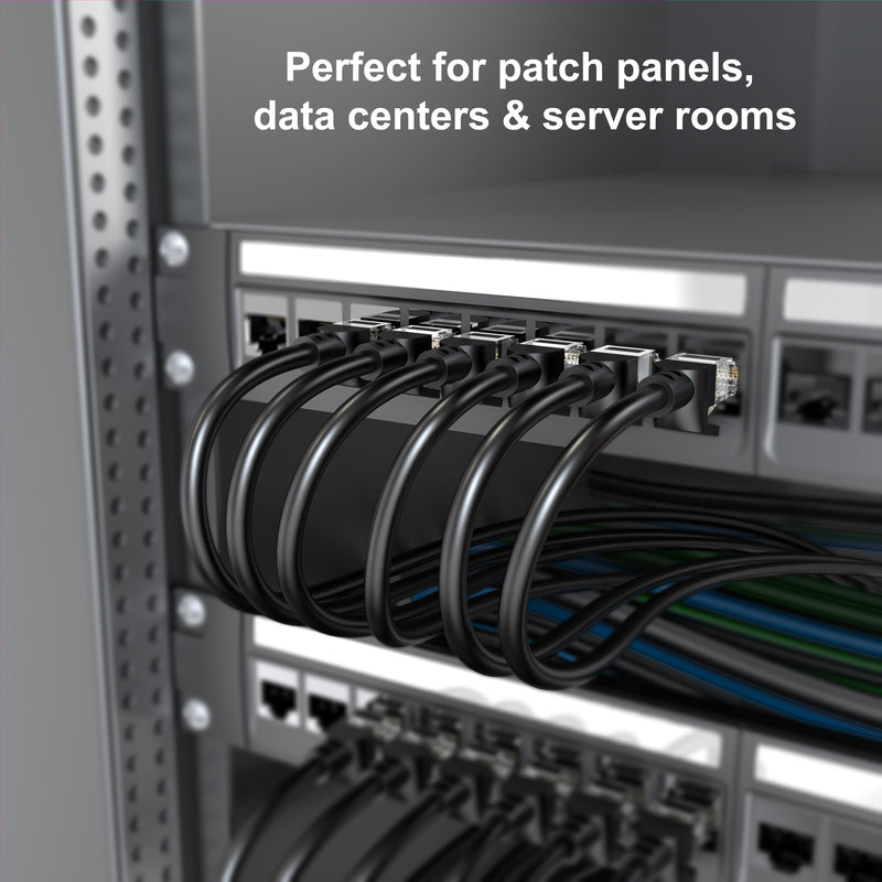 Jadaol Cat6 5ft 24 Pack Patch Cables, 10Gbps High-Speed Ethernet Patch Cables, Support Cat8/7 Network, 24AWG Pure Copper, RJ45 Gold-Plated Connector, LAN Network Cable for Patch Panel to Switch, Black 5ft-24Pack Round