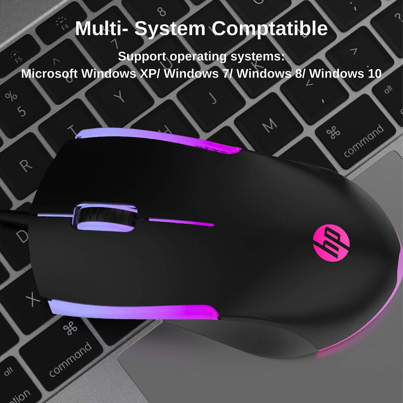 HP Wired RGB Gaming Mouse High Performance Mouse with Optical Sensor, 3 Buttons, 7 Color LED for Computer Notebook Laptop Office PC Home