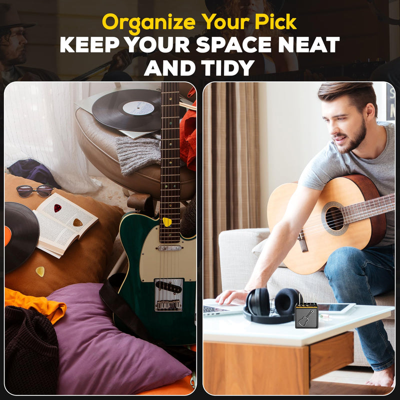 Guitar Pick Display Holder - Stylish Organizer for Music Enthusiasts and Musicians (Black) Black