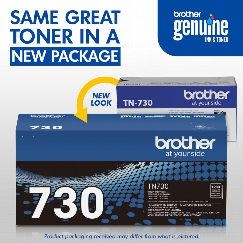 Brother Genuine Standard Yield Toner Cartridge, TN730, Replacement Black Toner, Page Yield Up To 1,200 Pages, Amazon Dash Replenishment Cartridge,1 Pack 1 Pack