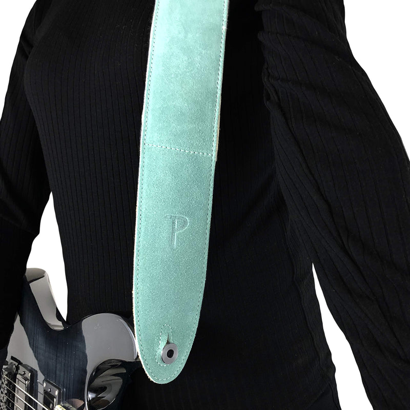 [AUSTRALIA] - Perri's Leathers Suede Guitar Strap with Sheepskin Pad, Anti-Slip, Adjustable 41"–56", Compatible with All Guitars Teal 