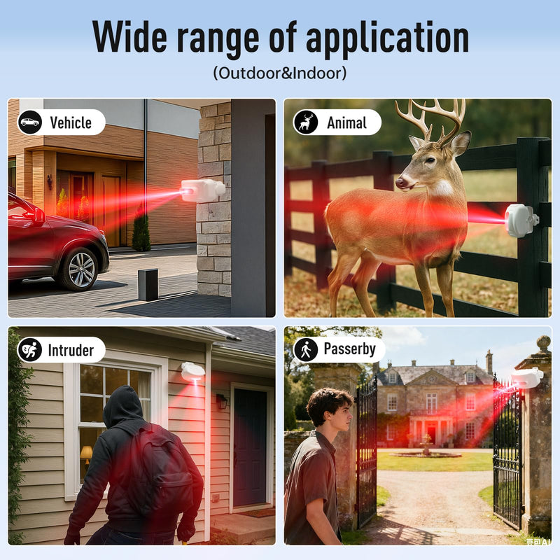 Driveway Alarm – 1200 ft Range Wireless Outdoor Motion Sensor, Dual-Tech PIR + Microwave, 17 Chimes, IP64 Weather-Resistant, Mute & Vibration (1 Receiver+ 1 Sensor) 1 Receiver+ 1 Sensor