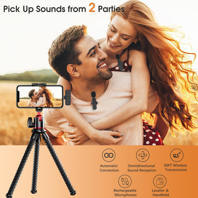 MAYBESTA Wireless Lavalier Microphone for iPhone, iPad, Android - Bluetooth Lapel Phone Mic for Video Recording - Mini Clip on Microphones for YouTube Podcast Interview