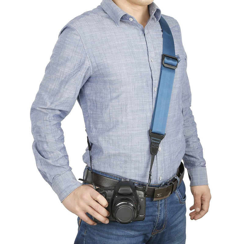 Movo NS-200 Nylon-Webbed Camera Strap with Gel Shoulder Strap for DSLR's and Binoculars Cyan
