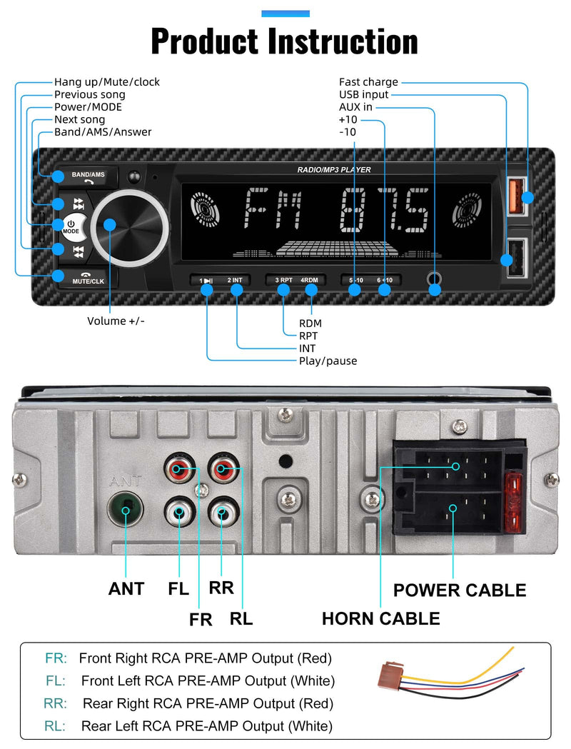 [AUSTRALIA] - UNITOPSCI Single Din Bluetooth Multimedia Car Stereo Radio Bluetooth Hands-Free Calling Audio Receiver FM Radio Car MP3 Player AUX in/Dual USB Port Digital Media, Fast Charging LCD Digital Radio 1 Din MP3 Player 