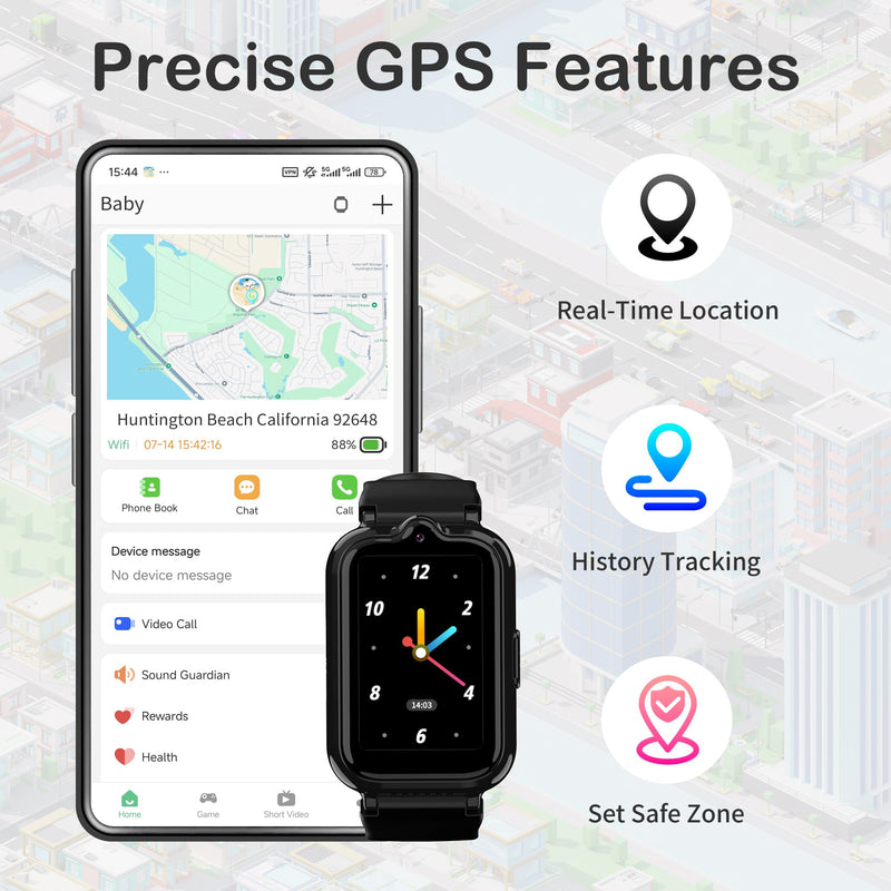 4G Smart Watch for Kids | Kids Watch with GPS Tracker Waterproof HD Touch Screen Video & Voice Chat Calling Alarm SOS Camera Calculator Parental Control, Kid Cell Phone Watches Gift Toys for Ages 8-13