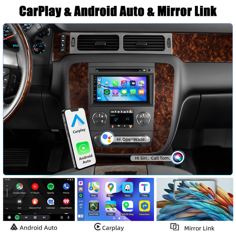 Android 15 Car Radio for Chevrolet Silverado GMC Sierra Yukon 2007-2013, 7" WiFi+GPS Head Unit,Wireless A-pple CarPlay Android Auto,4-Core 64G EQ, Bluetooth, FM/RDS Backup Cam SWC+ Canbus 2GB RAM+64GB ROM