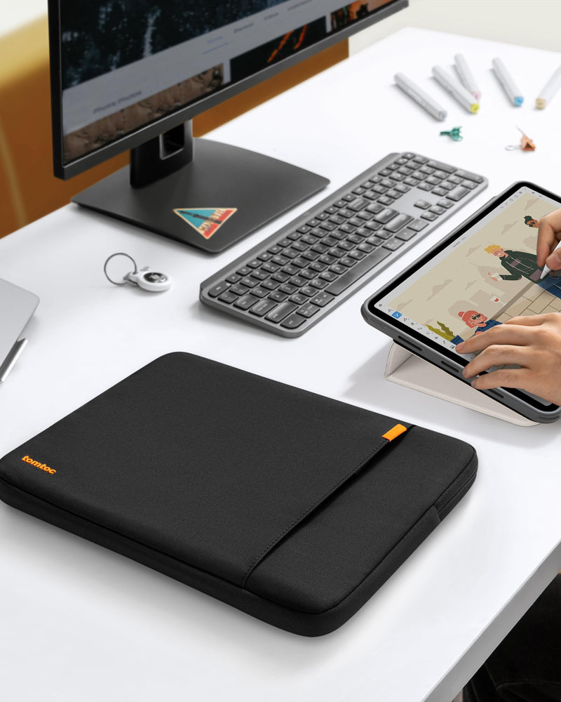 tomtoc 360 Protective Tablet Sleeve Case for 12.9-inch iPad Pro with M3/M2/M1 6th/5th/4th/3rd Generation with Magic Keyboard/Smart Keyboard Folio, Water-Resistant iPad Case Bag with Accessory Pocket Black 12.9-inch for iPad Pro