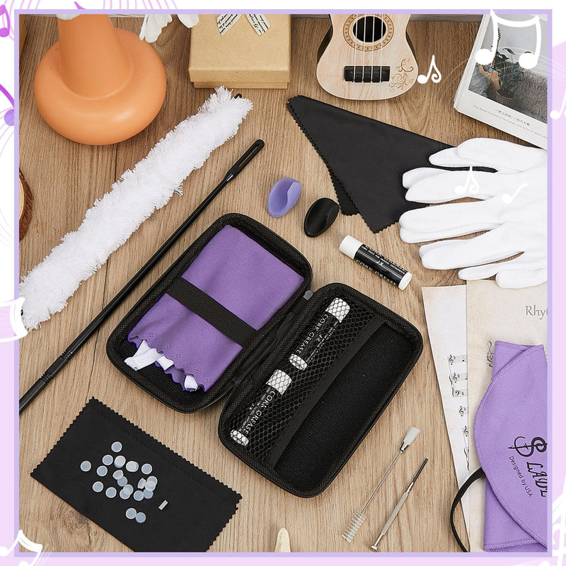 [AUSTRALIA] - 40 Pcs Flute Cleaning Kit Flute Accessories All in 1 Flute Cleaner Kit Maintenance Kit Care Kit with Flute Cleaning Brush Flute Cleaning Rod Flute Swab Flute Plugs Thumb Rest Cushion (Purple) Purple 