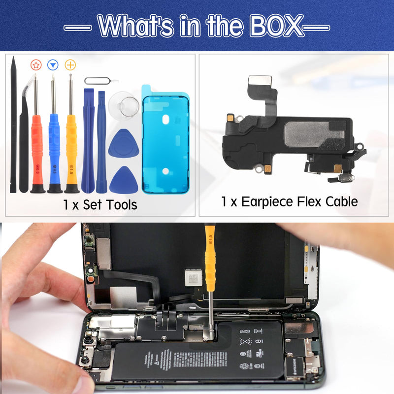 Earpiece Speaker for iPhone 12 Pro Max Ear Speaker Replacement for iPhone 12 Pro Max Speaker Replacement Light Proximity Sensor Flex Cable Earphone Speaker Assembly with Tools Black-12 Pro Max