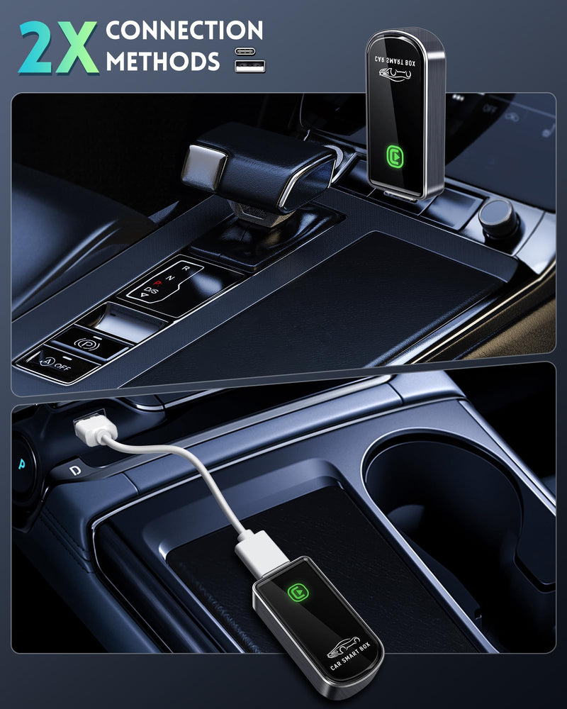 Wireless CarPlay Adapter- Mini Edition, Converts Factory Wired to Wireless CarPlay Dongle Plug & Play CarPlay Wireless Adapter for Apple iPhone iOS 10+ & Cars from 2015+(Brushed Cobalt Blue) Brushed Cobalt Blue