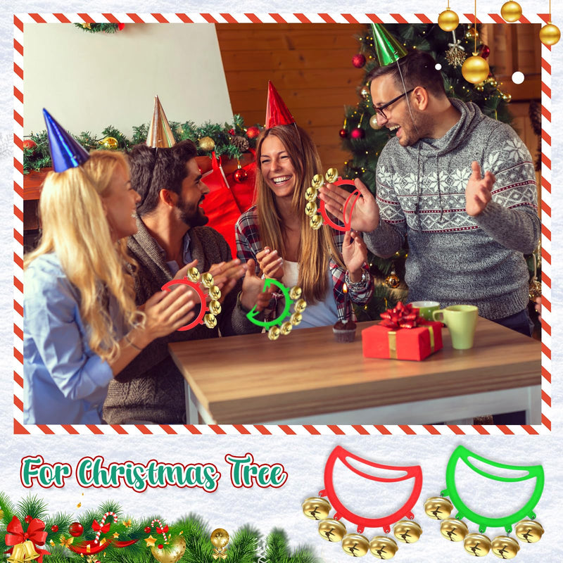 Hiboom 24 Pcs Christmas Hand Bells Jingle Bells Hand Held Noise Makers Party Favors Rhythm Musical Instruments for Adults Holiday Decoration