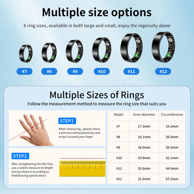 New Smart Ring Health Tracker for Women & Men, Sleep Exercise Health Monitoring, Daily Tracking, iOS/Android Compatible, IP68 Waterproof, No Subscription Required, 5‑Day Battery Life (Rose Gold, 9) Rose Gold