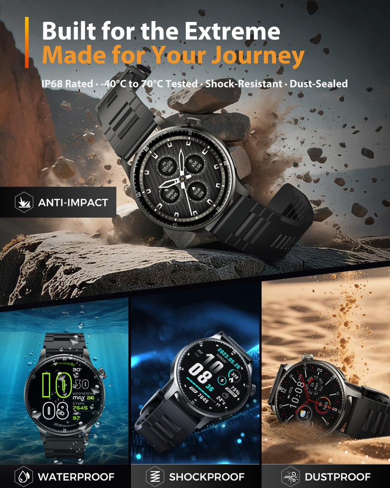 Smart Watches for Men Women with GPS (Answer/Make Calls), 1.52" AMOLED Smartwatch, 170+ Sport Modes Step Counter Fitness Activity Tracker with Sleep Stress Monitor, for Android iPhones Black