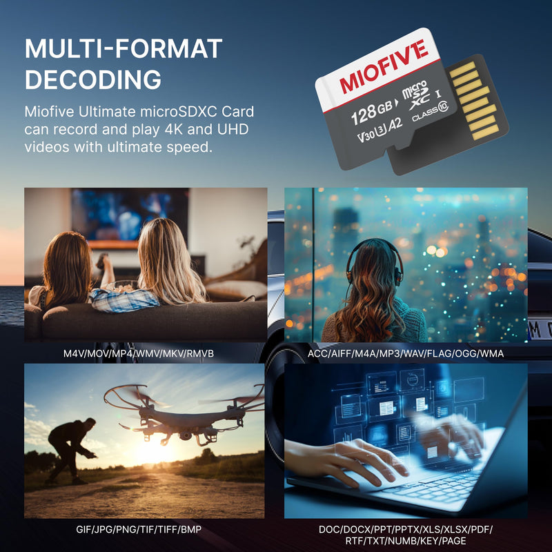 [AUSTRALIA] - Miofive Memory Card - Ultimate Micro SD Card with USB 3.0 Type-C Card Reader 170MB/s, C10, U3, A2, V30, 4K for Dash Cams, Android Smartphones, Tablets, and Gaming Devices (128GB) 