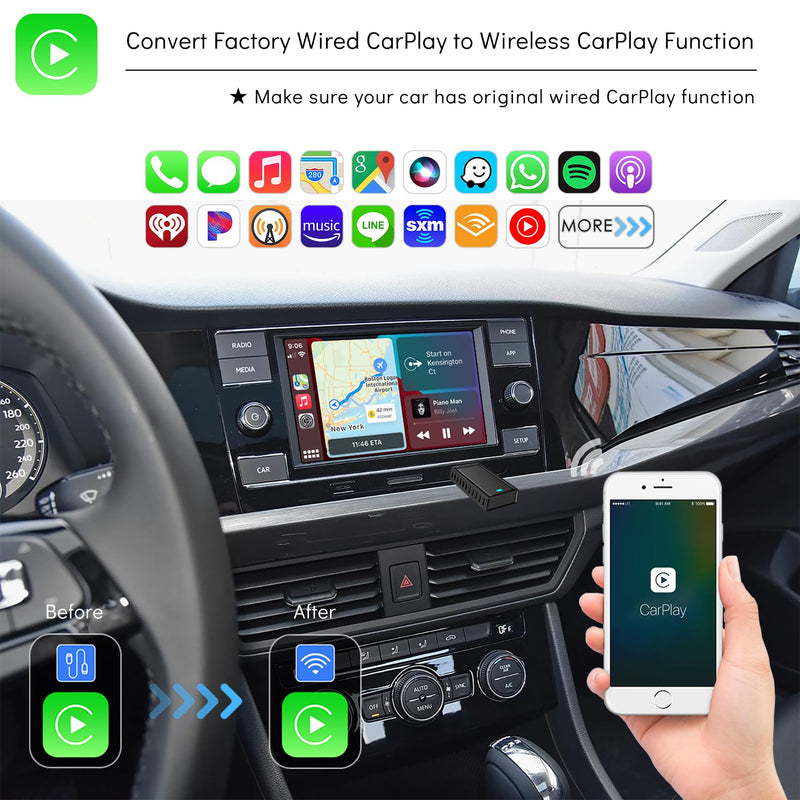 2IN1 Wireless CarPlay Android Auto Adapter for Apple iPhone ＆ Android (2025-2026 Upgrade), Convert Original Wired to Wireless CarPlay Adapter USB Dongle, Plug & Play, Fast Stable Connection