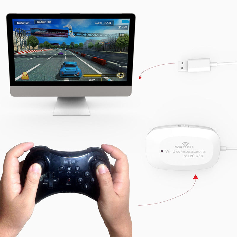 Wireless Wii U Pro Controller Adapter for PC USB 1 Pack