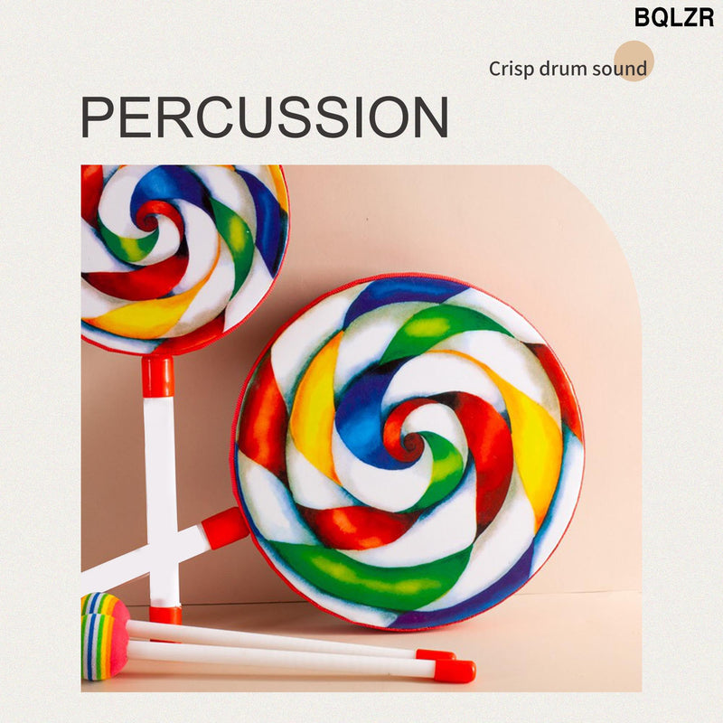 [AUSTRALIA] - BQLZR Round Percussion Hand Drums 7.87 Inch Dia Colorful w/Mallet for Gift Pack of 3 