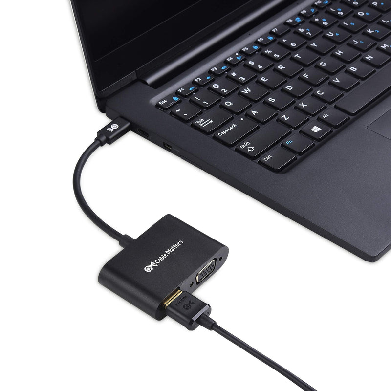 Cable Matters Aluminum USB C to HDMI VGA Adapter for Surface Pro 7, MacBook Pro, Dell XPS 13, and More - Thunderbolt 4 / USB4 / Thunderbolt 3 Port Compatible