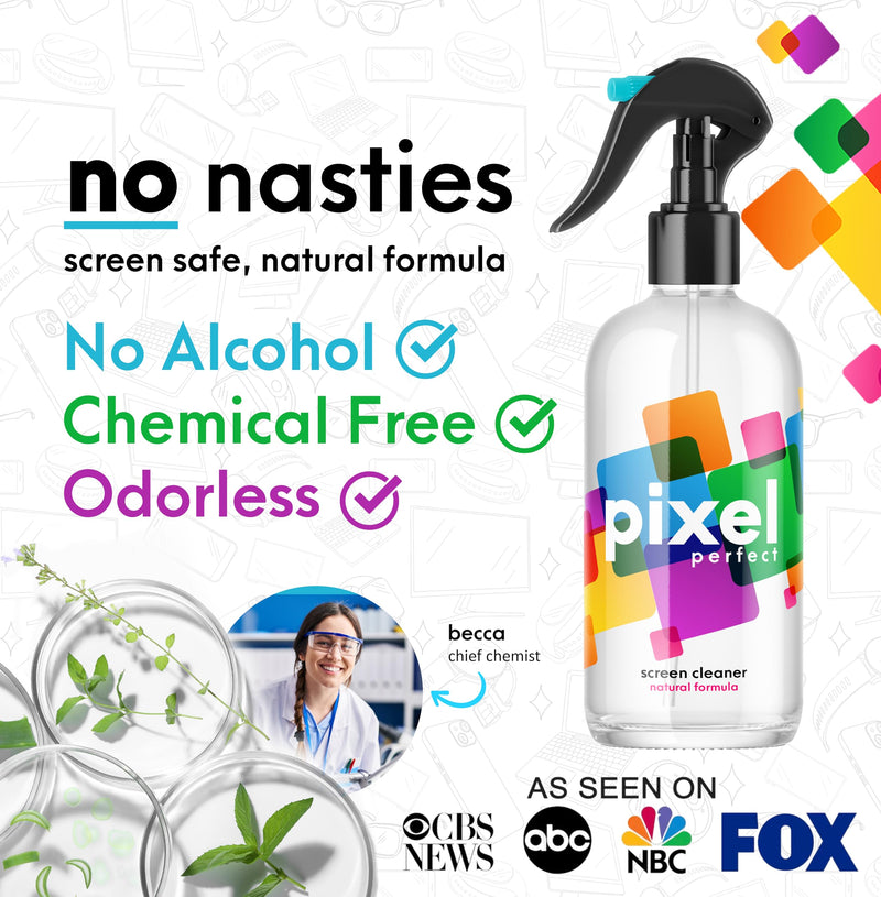 [AUSTRALIA] - Pixel Perfect | 16.9oz | XL Screen Cleaner Kit, for TV, Laptops, Computers, Monitors, Phones, Tablets | 500ml Cleaning Kit, Premium Natural Spray 500ml - 16.9oz 