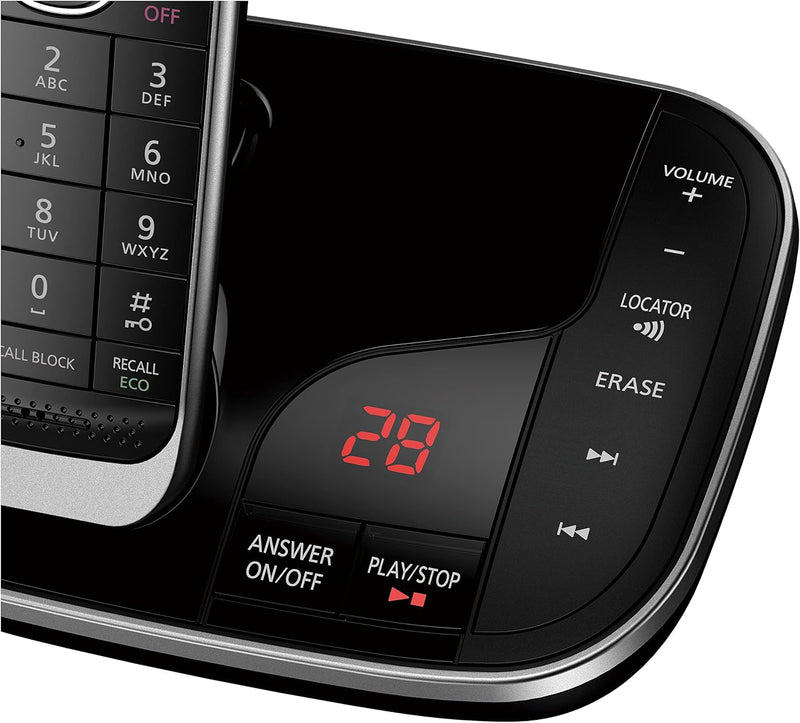 Panasonic Cordless Phone System, Expandable Home Phone with Call Blocking, Bilingual Caller ID and High-Contrast Display, 1 Handset - KX-TGD610B (Black)