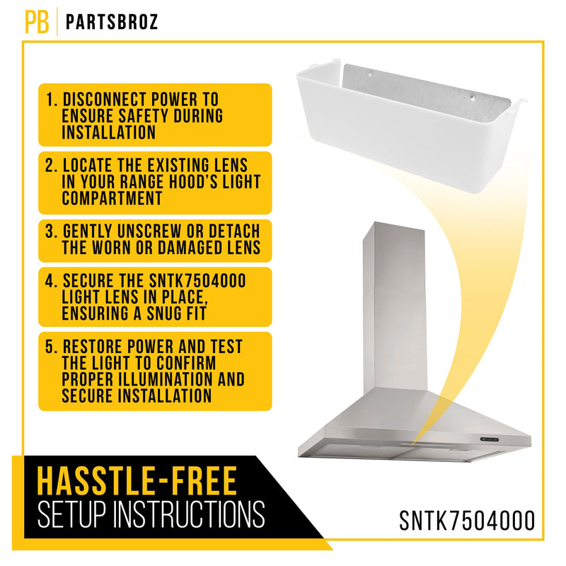 PartsBroz SNTK7504000 Light Lens - Compatible With Broan Kenmore Range Vent Hood - Replaces AP3378324 PS10282138 K7613000 949658 K7504000 K7613000 NTK7504000 Ultra Durable Replacement 1-Pack