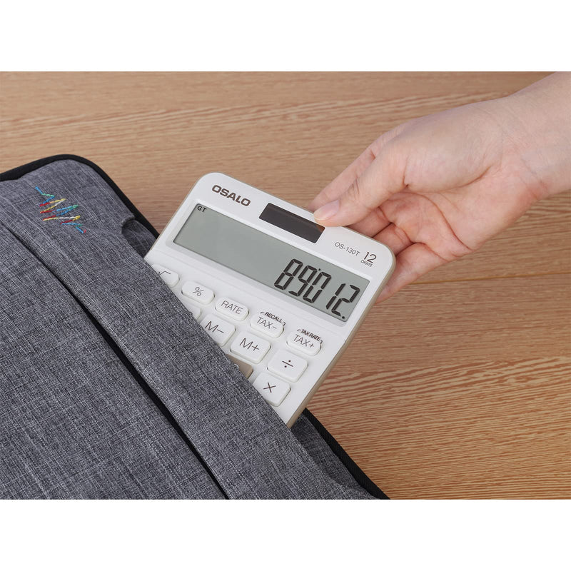 Pendancy 12 Digit Office Calculator Desktop with Tax+/- for Advanced Tax Calculation, Large LCD Display Big Buttons, Dual Power Durable Portable Design, for Financial Accounting Business Use 130T-Brown