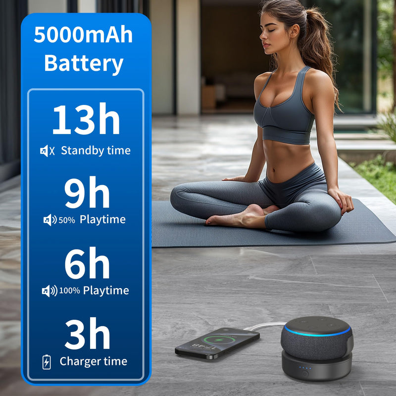 PlusAcc Battery Base for dot 3rd - Portable Charger Stand with 9 Hours Playback Playtime with USB-C Output Port, Charging Dock Accessories for iPhone and dot 3(Not Include Dot 3)(Black)